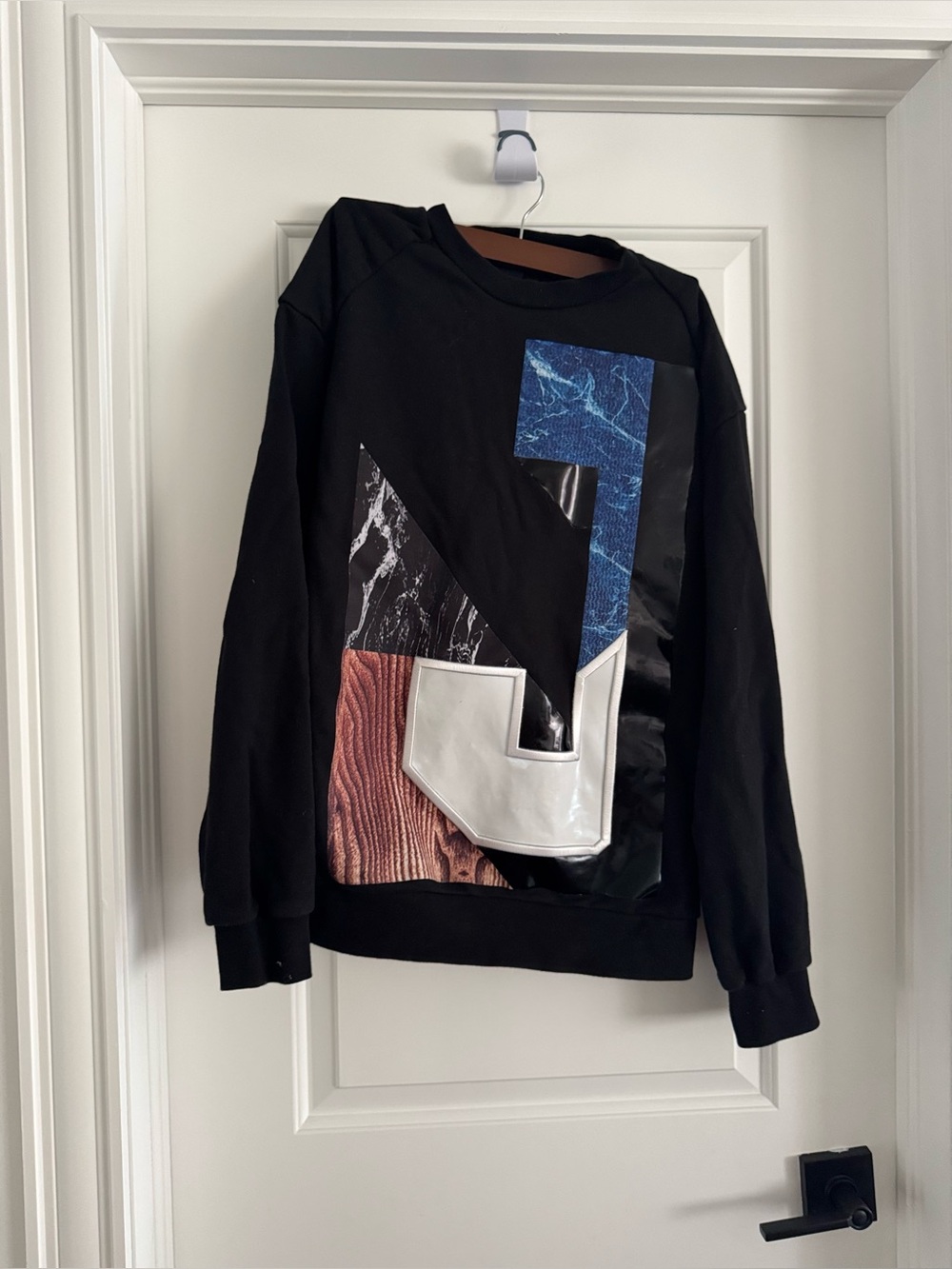 EUC Juun.J Juun J Marble J Print Black Sweatshirt Size 48
